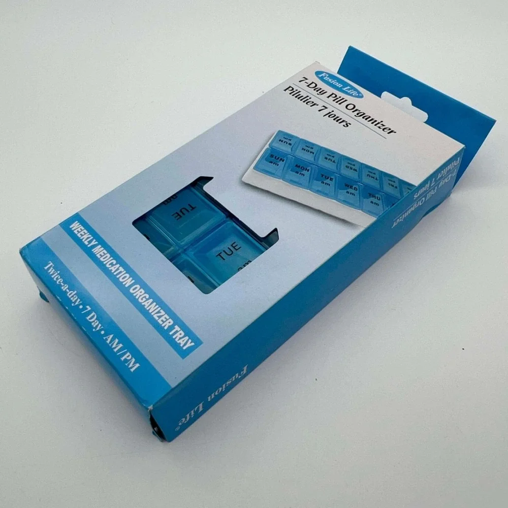 Fusion Life 7 Day Pill Organizer Weekly Medication Tray AM PM - NEW IN BOX